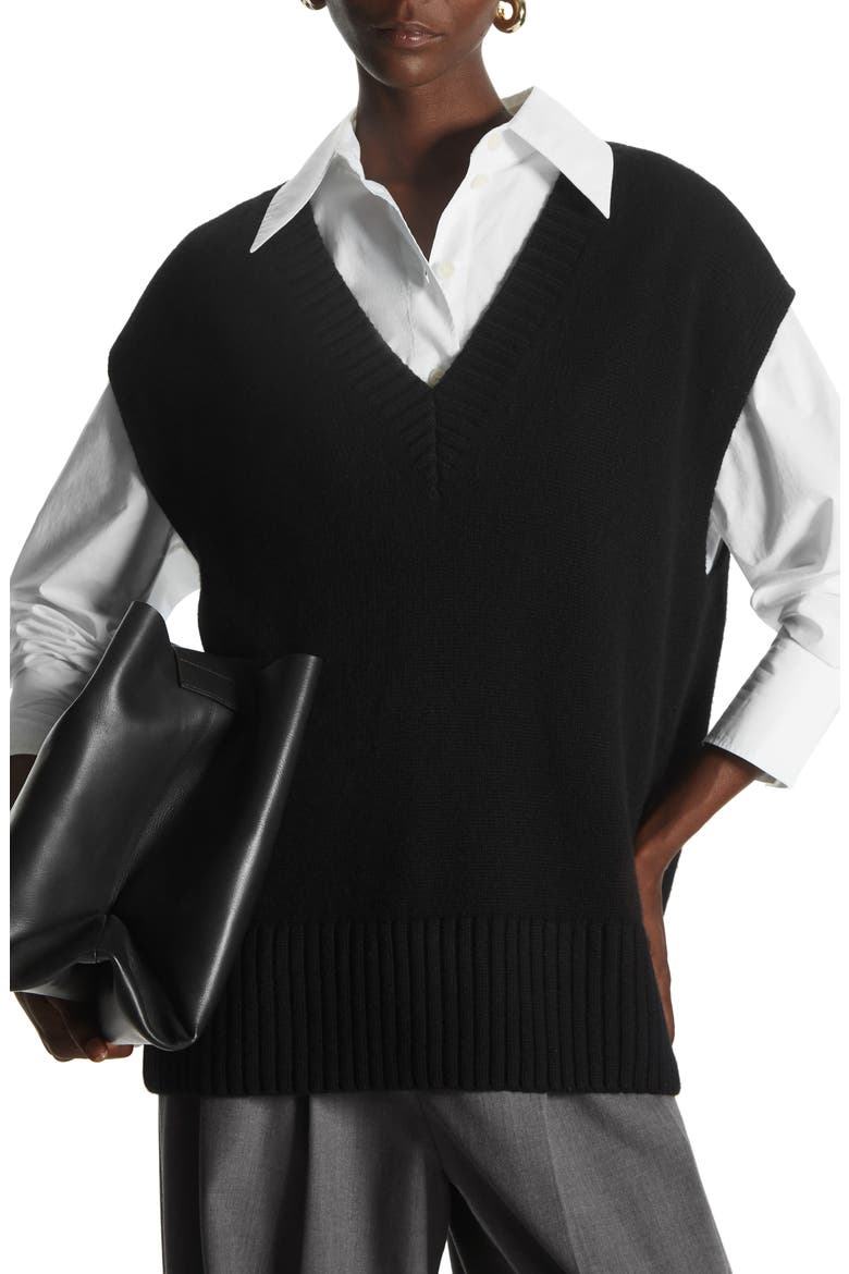 Cashmere Sweater Vest, Main, color, BLACK