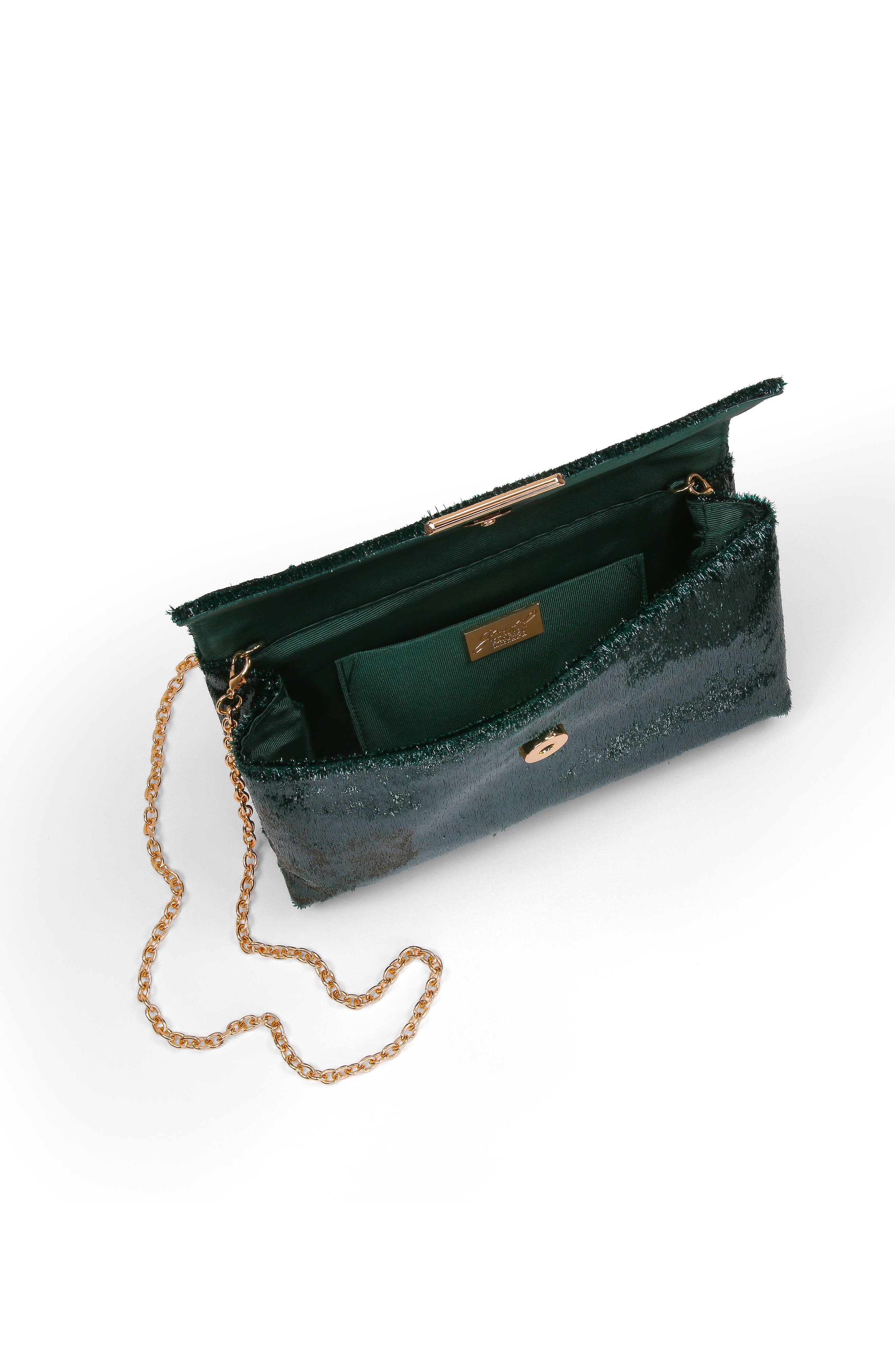 Angel Soft Faux Pony Hair Envelope Clutch, Alternate, color, Emerald