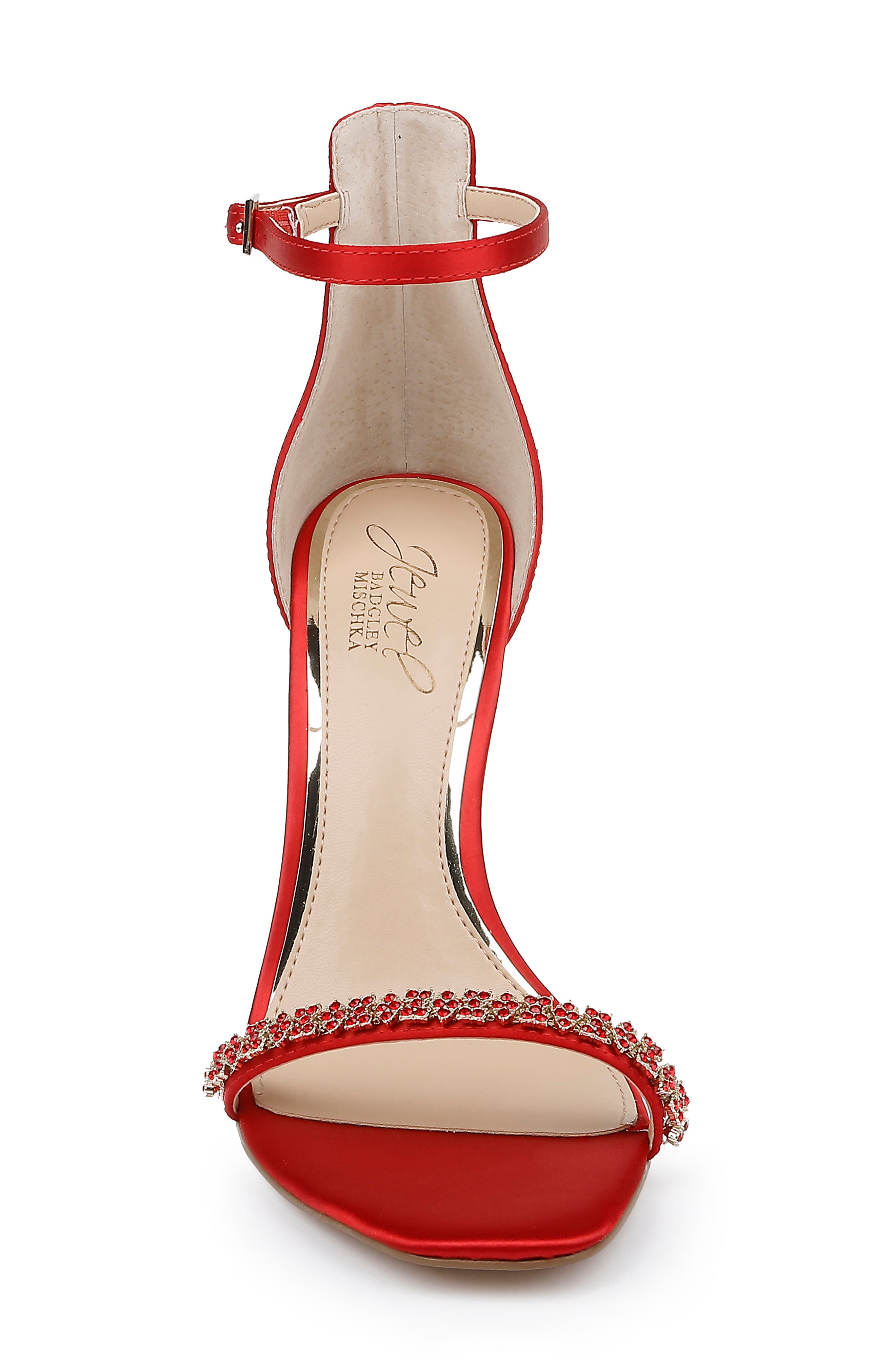 Jewel Badgley Mischka Adriane Jeweled Strap Sandal, Alternate, color, Red