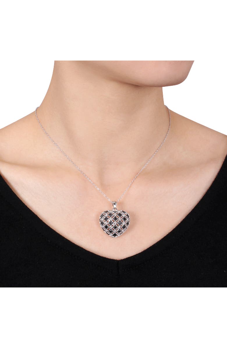 Julianna B. 1ct TW Black Diamond Vintage Heart Necklace, Alternate, color, Sterling Silver