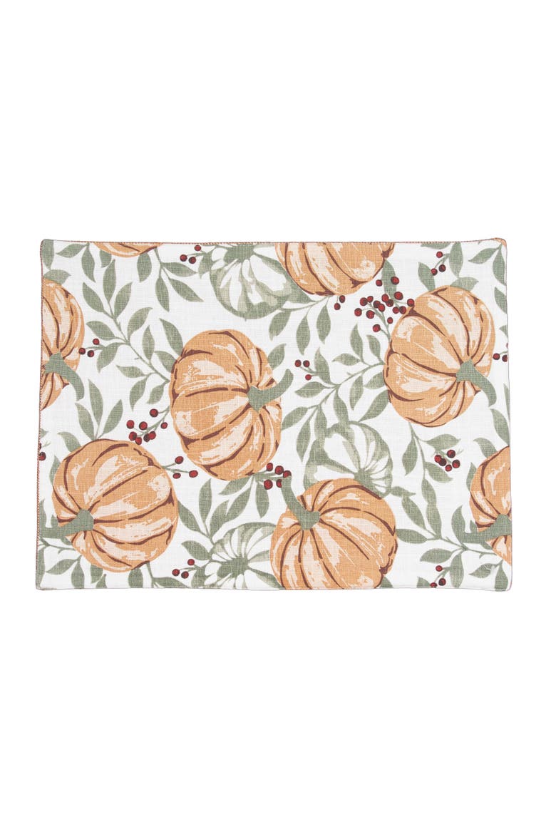 Pumpkin and Berry Harvest Fall Set of 6 Placemats 14" x 20", Alternate, color, Orange