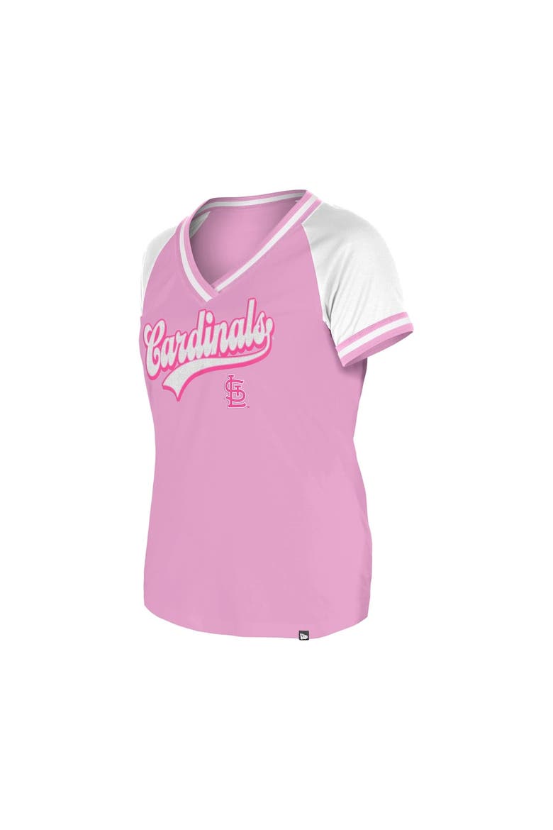Women's New Era Light Pink St. Louis Cardinals Gameday V-Neck T-Shirt, Alternate, color, Light Pink