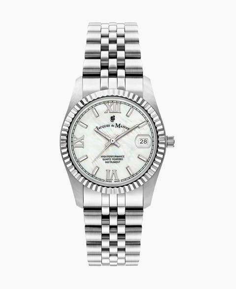 Jacques Du Manoir Inspiration Roman - 34mm, Mother-of-Pearl Dial, Stainless Steel Ladies Watch