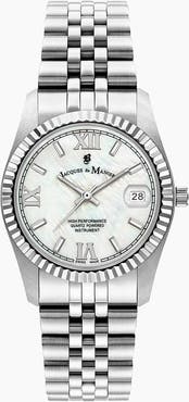 Jacques du Manoir Jacques Du Manoir Inspiration Roman - 34mm, Mother-of-Pearl Dial, Stainless Steel Ladies Watch