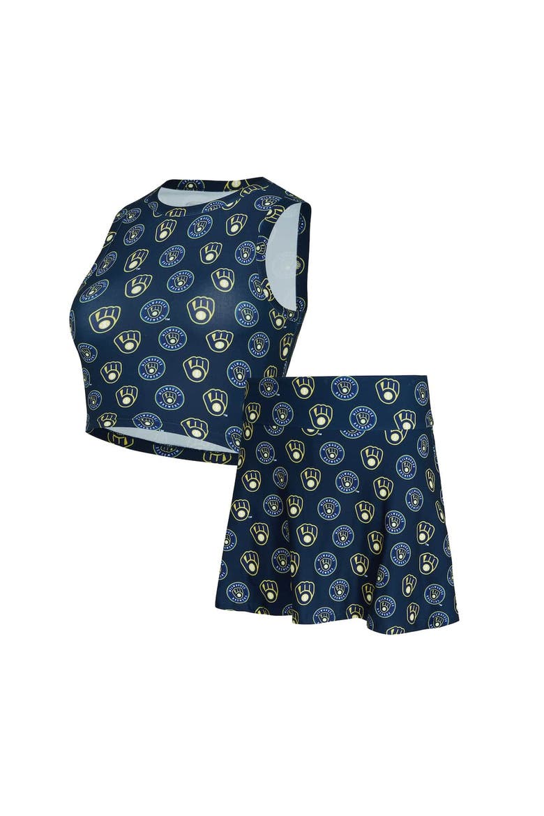 Women's Concepts Sport  Navy Milwaukee Brewers Knit Tank Top & Skort Set, Alternate, color, Navy