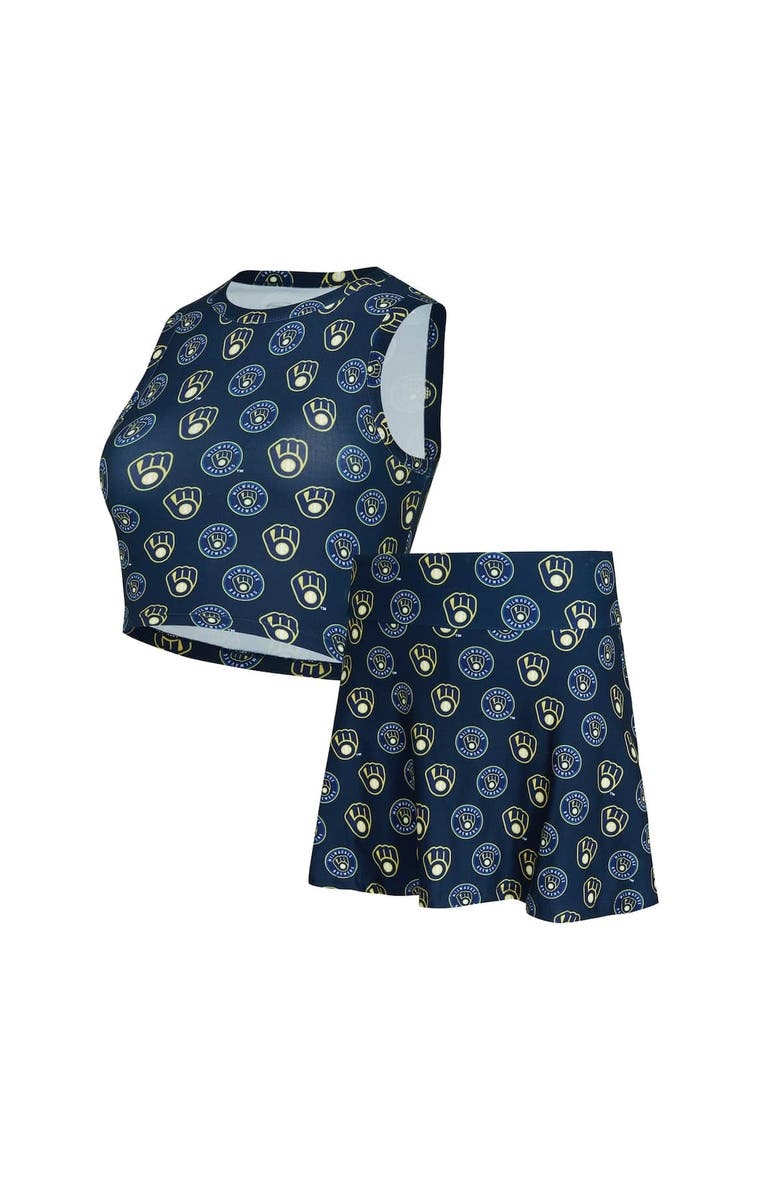 CONCEPTS SPORT Women's Concepts Sport Navy Milwaukee Brewers Knit Tank Top & Skort Set, Alternate, color, Navy