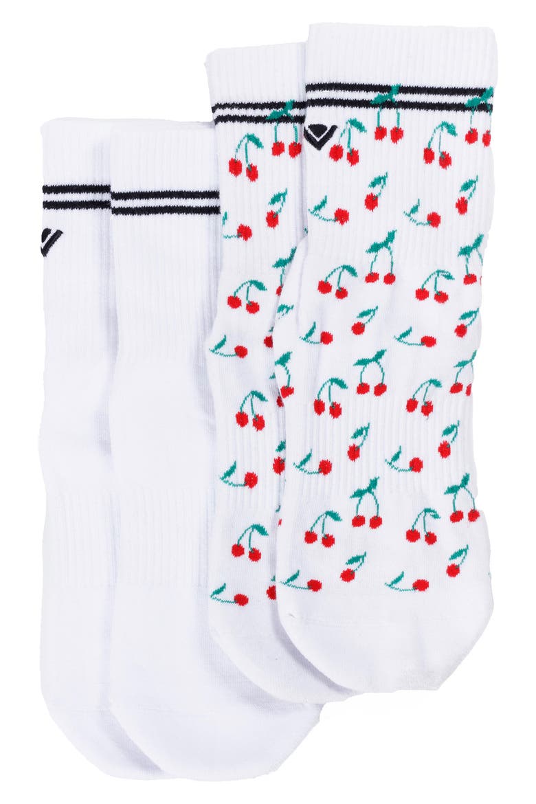 Classic Crew Assorted 2-Pack No-Slip Grip Socks, Alternate, color, WHITE/ CHERRY