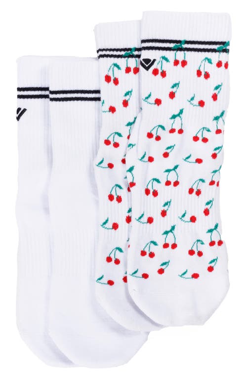 Arebesk Classic Crew Assorted 2-pack No-slip Grip Socks In White/cherry