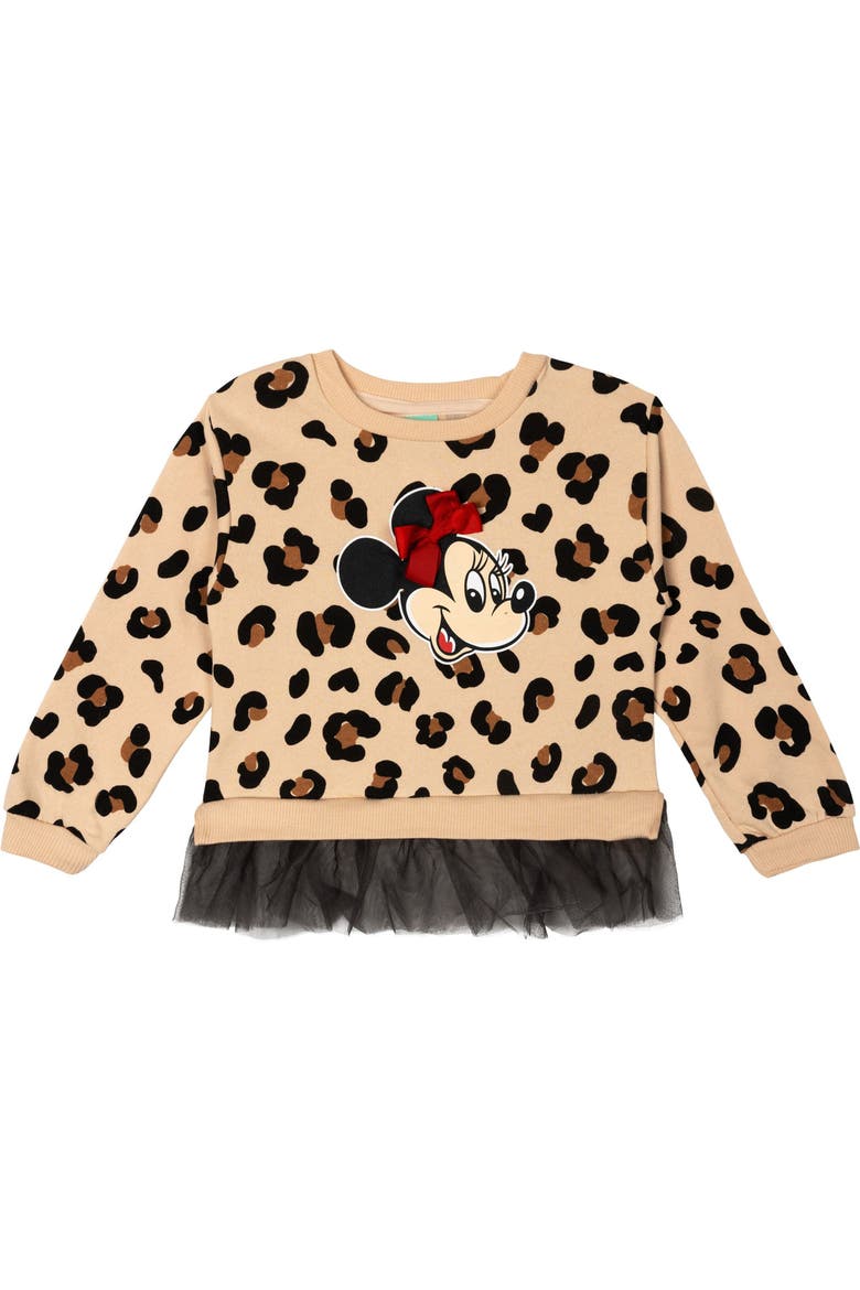 Sweatshirt & Leggings Set, Alternate, color, Minnie Leopard Black