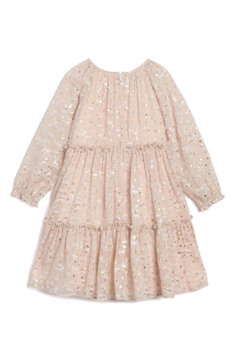 Kids' Star Print Long Sleeve Dress (Toddler & Little Kid)