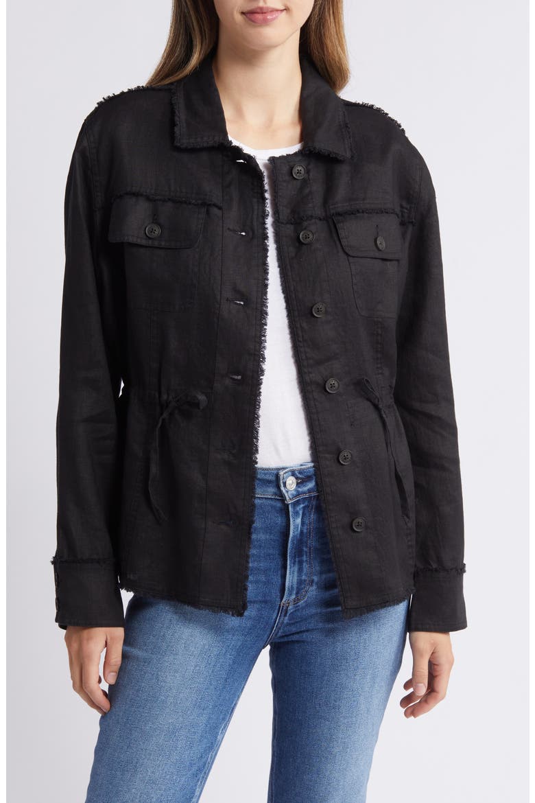 Two Palms Linen Utility Jacket, Main, color, BLACK
