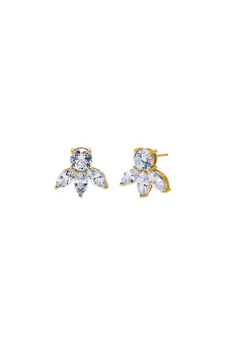 BY ADINA EDEN CZ Solitaire X Triple Marquise Fan Stud Earring, Main, color, Gold