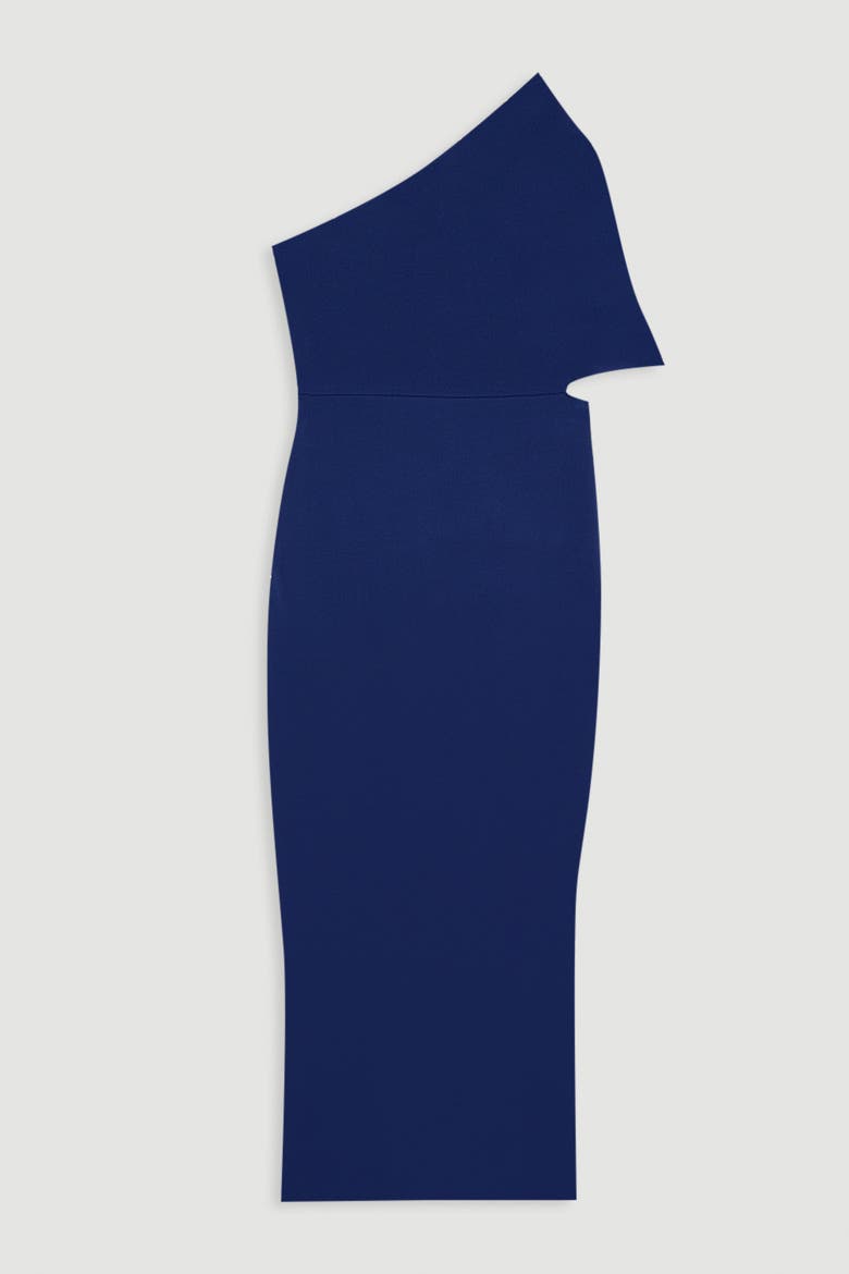 Knitted One Shoulder Dress, Alternate, color, Blue