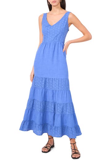 Vince Camuto Sleeveless Tiered Maxi Dress In Blue