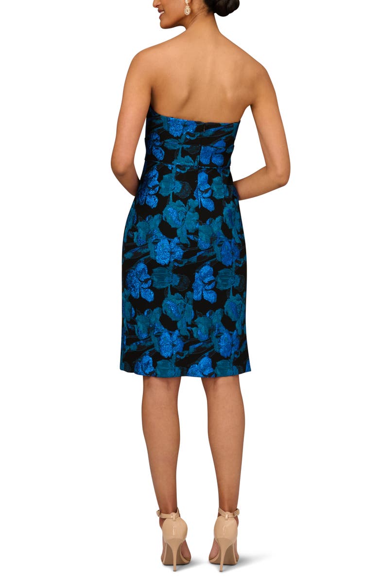 Aidan Mattox by Adrianna Papell Metallic Floral Print Strapless Cocktail Dress, Alternate, color, 