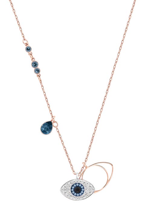 Una Swarovski Duo Evil Eye Pendant Necklace