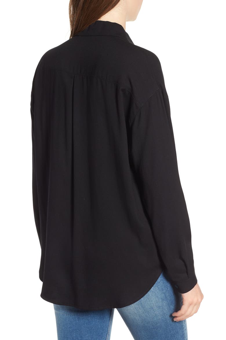 Slouchy Pocket Henley, Alternate, color, SOLID BLACK
