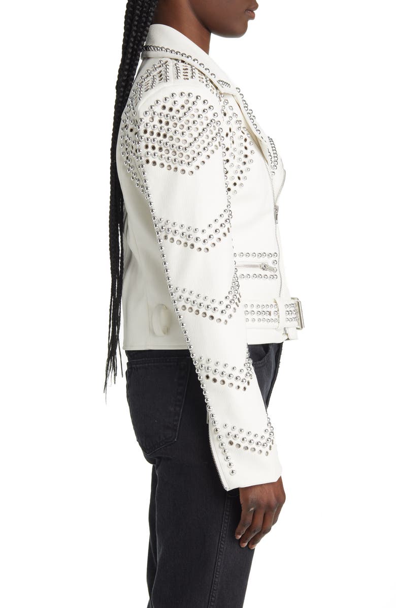 AZALEA WANG Stud Moto Faux Leather Jacket, Alternate, color,
