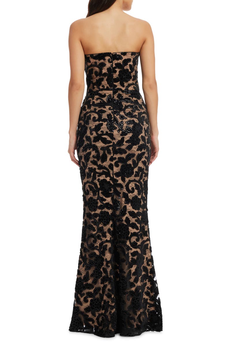 Fernanda Floral Sequin Strapless Evening Gown