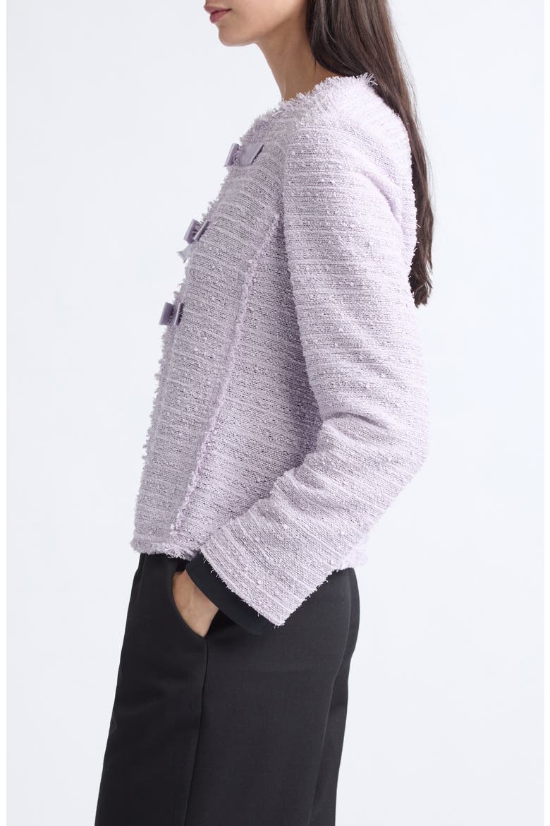 Bow Detail Tweed Jacket, Alternate, color, LILAC