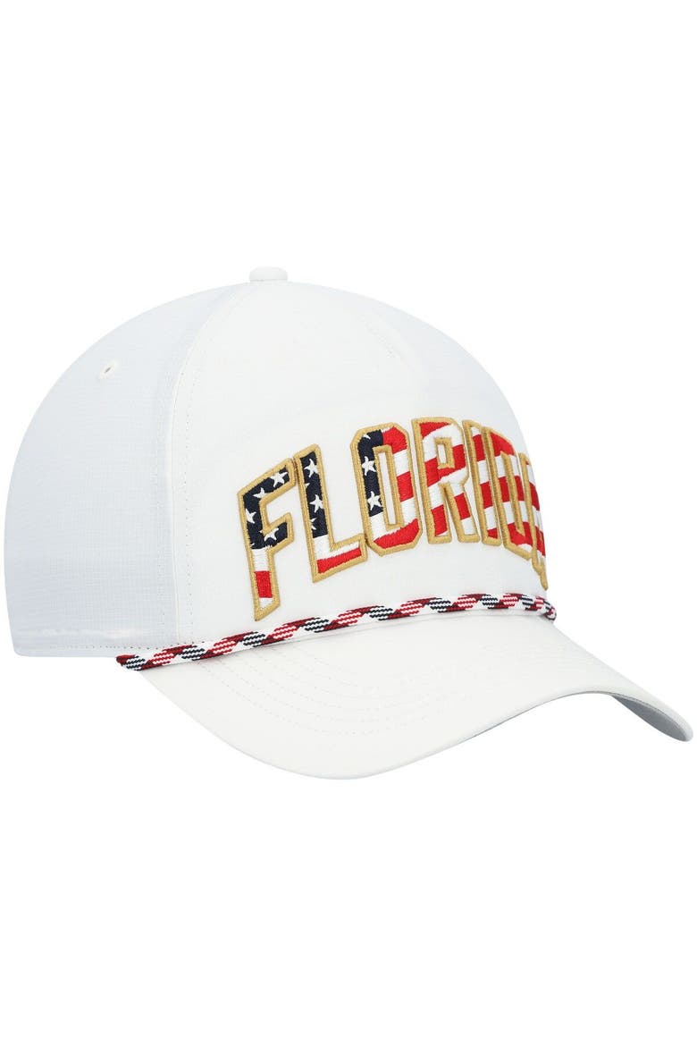Men's '47 White Florida Gators Stars and Stripes Flag Flutter Hitch Snapback Hat, Alternate, color, White