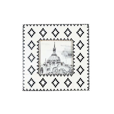 4x4 Inch Southwest Diamond Picture Frame Black Resin, MDF & Glass