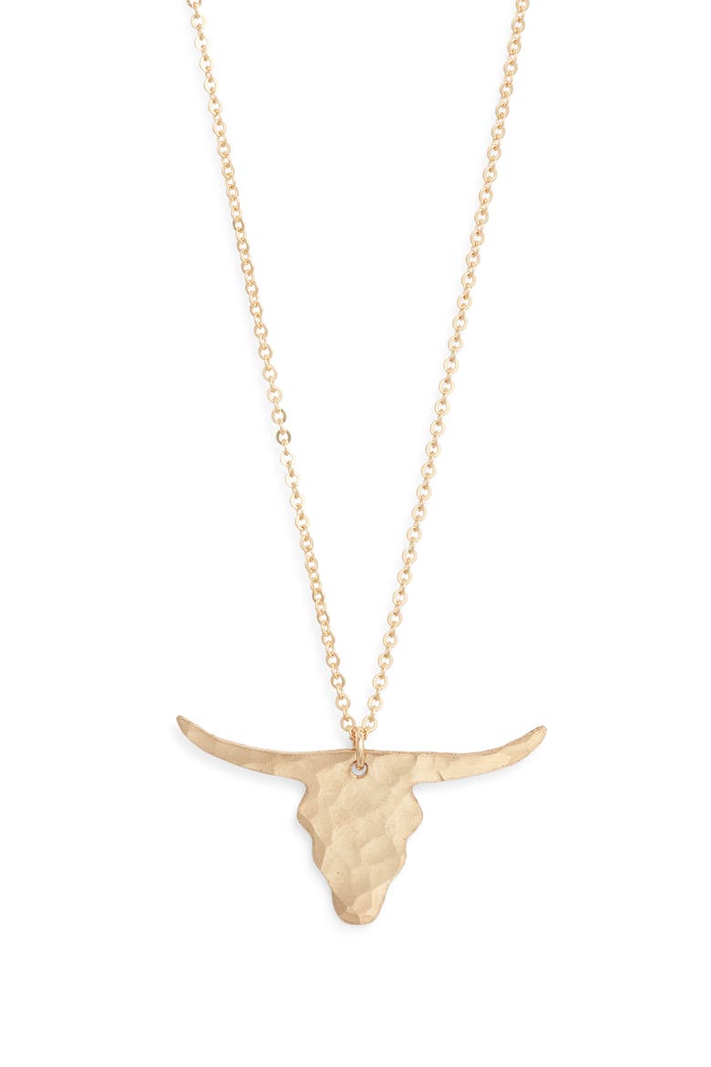 Longhorn Pendant Necklace, Main, color, GOLD FILL