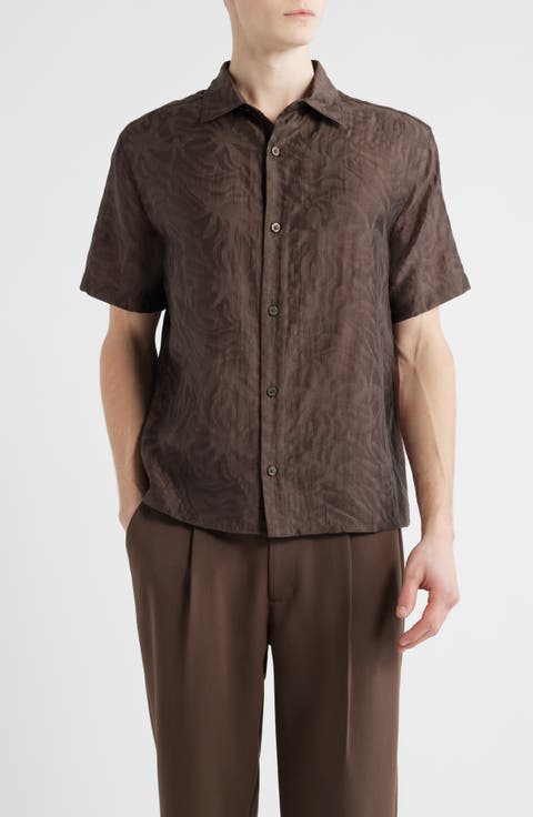 Sunburst Jacquard Short Sleeve Button-Up Shirt