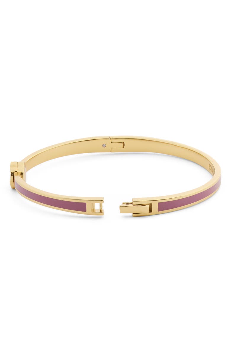 COACH Tea Rose Enamel Thin Hinged Bracelet, Alternate, color, Pink/ Gold