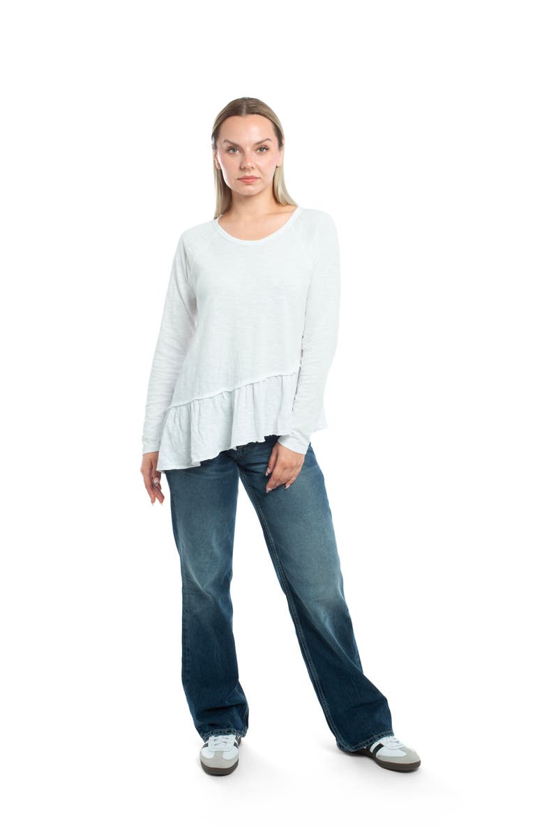 WILT Clothing Raglan Long Sleeve Asymmetric Peplum Hem Tee, Alternate, color, White