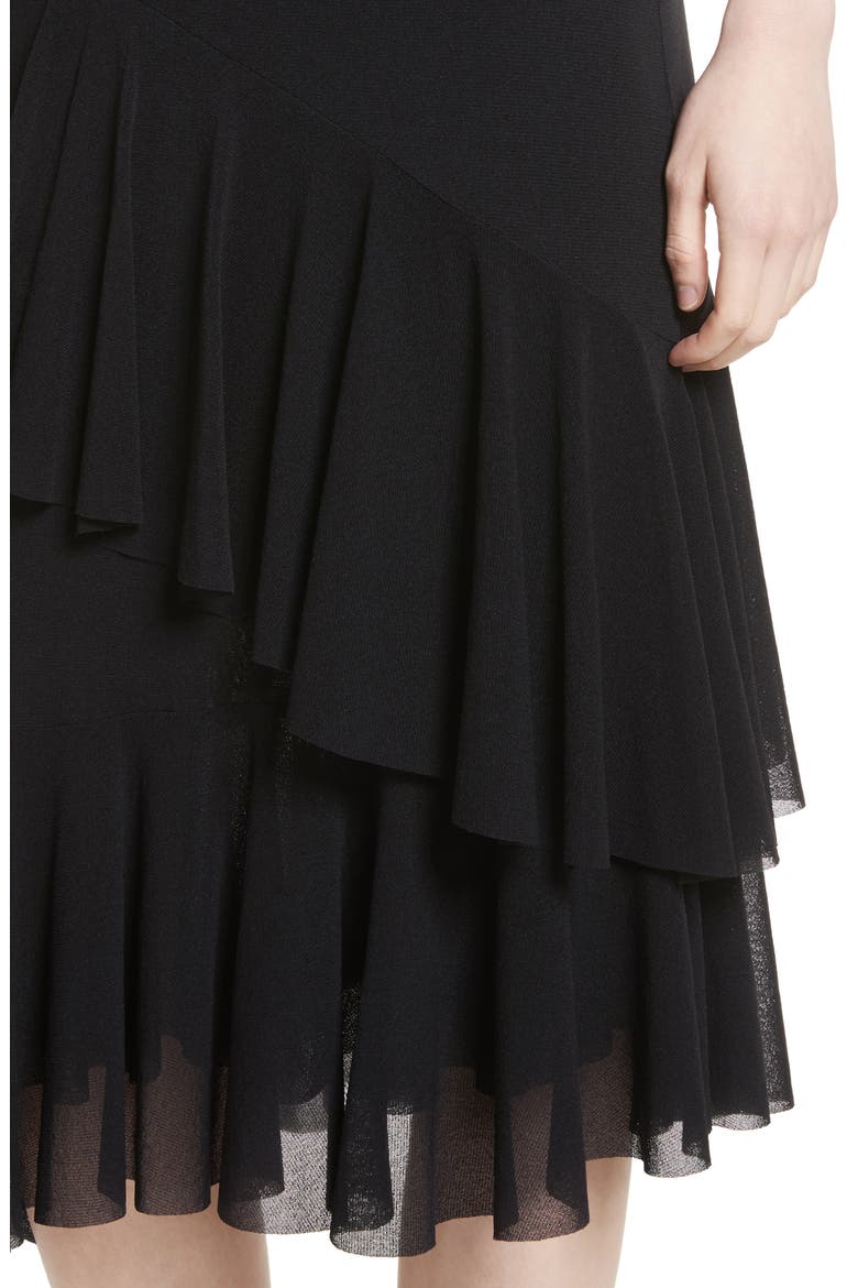 Ruffle Tulle Midi Skirt, Alternate, color, NERO
