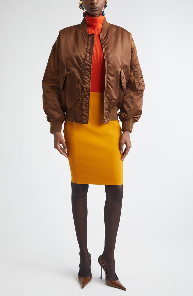 Saint Laurent Cashmere, Wool & Silk Turtleneck Sweater, Alternate, color, Orange