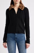 Reformation Hannah Wool Cardigan with Faux Fur Collar