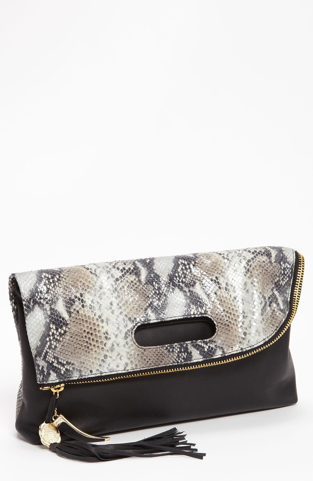 'Juliann' Clutch, Main, color, NATURAL SNAKE BLACK