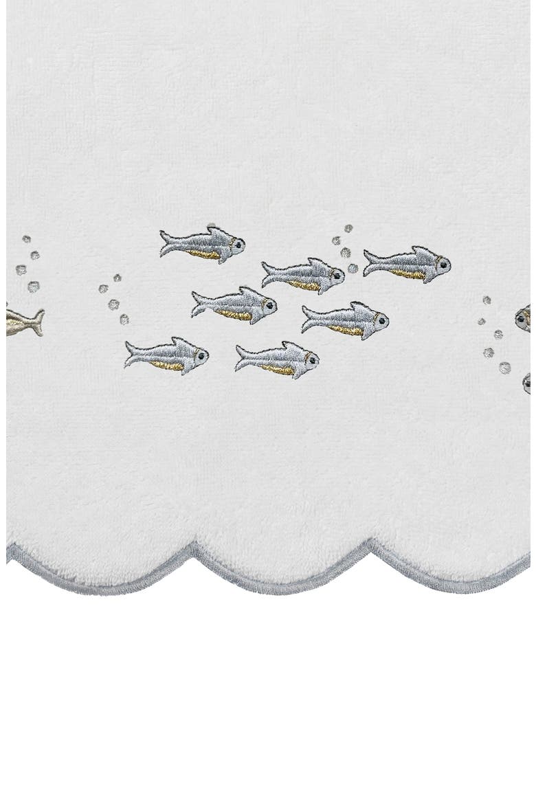 3-Piece Fish School Embroidered Turkish Cotton Towel Set, Alternate, color, WHITE/ GRAY