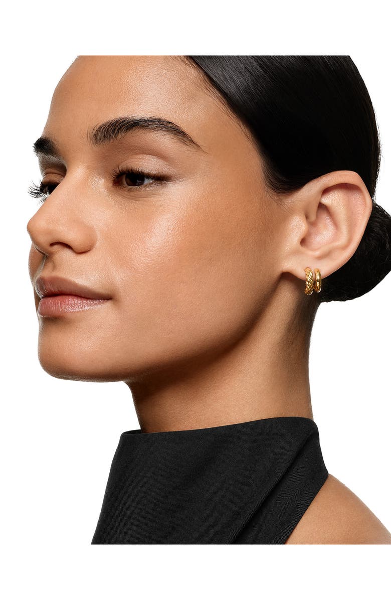 David Yurman DY Mercer<sup>®</sup> Double Hoop Huggie Earrings in 18K Yellow Gold, 7.8mm, Alternate, color, Gold