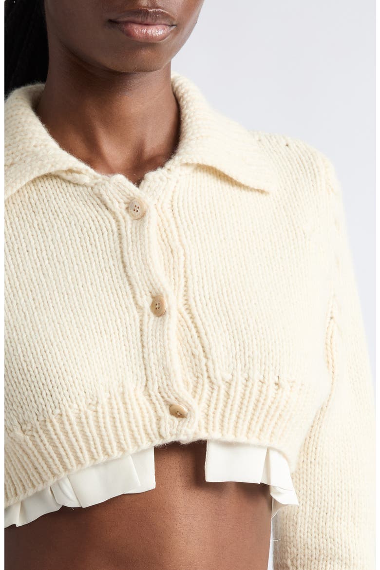 Hand Knit Cropped Cashmere Blend Cardigan, Alternate, color, CASHMERE WOOL BLND CREAM