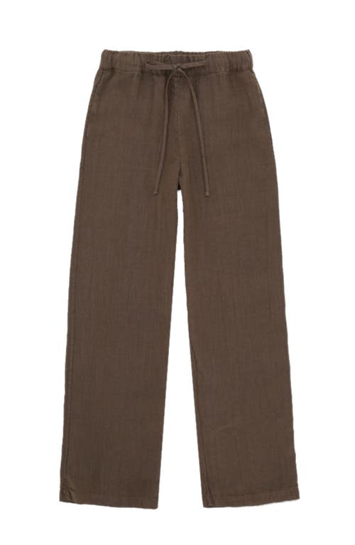 Fortela Jaleh Drawstring Linen Trousers In Brown