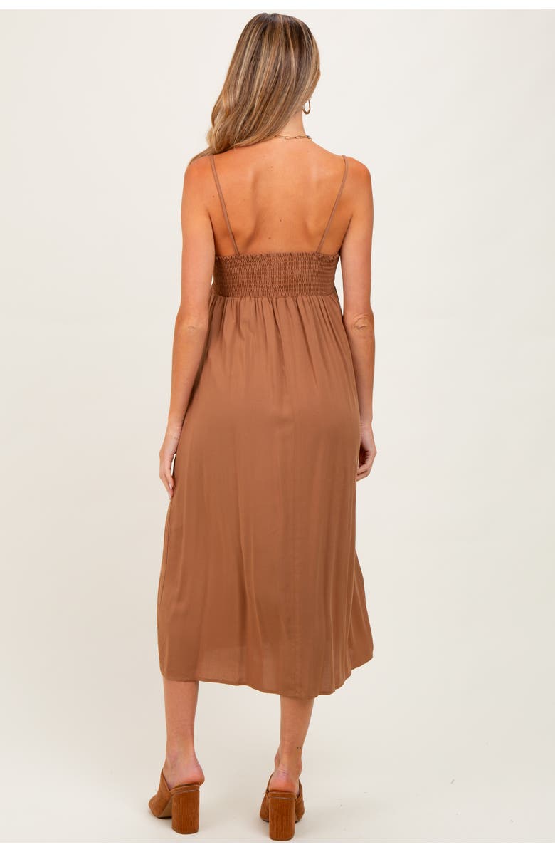 PinkBlush Front Tie Sleeveless Midi Dress, Alternate, color, Camel