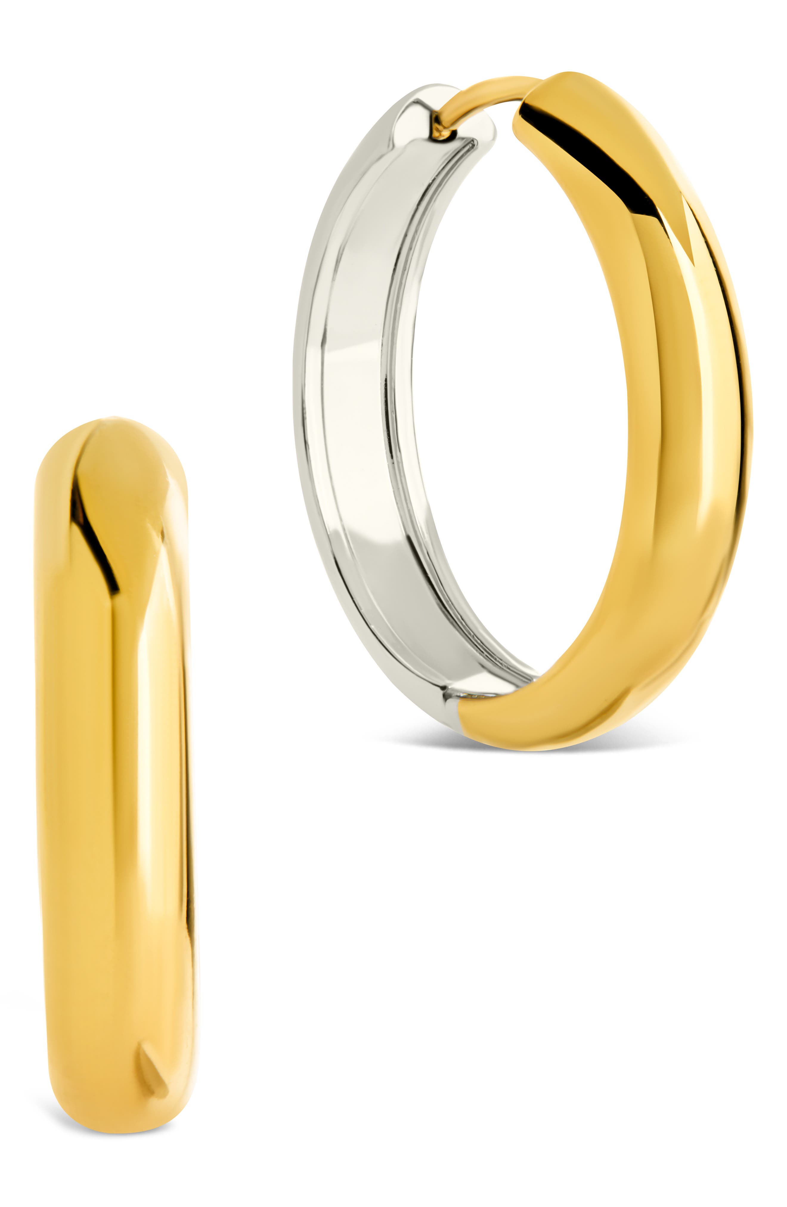 Sterling Forever Betina Two-Tone Huggie Hoop Earrings