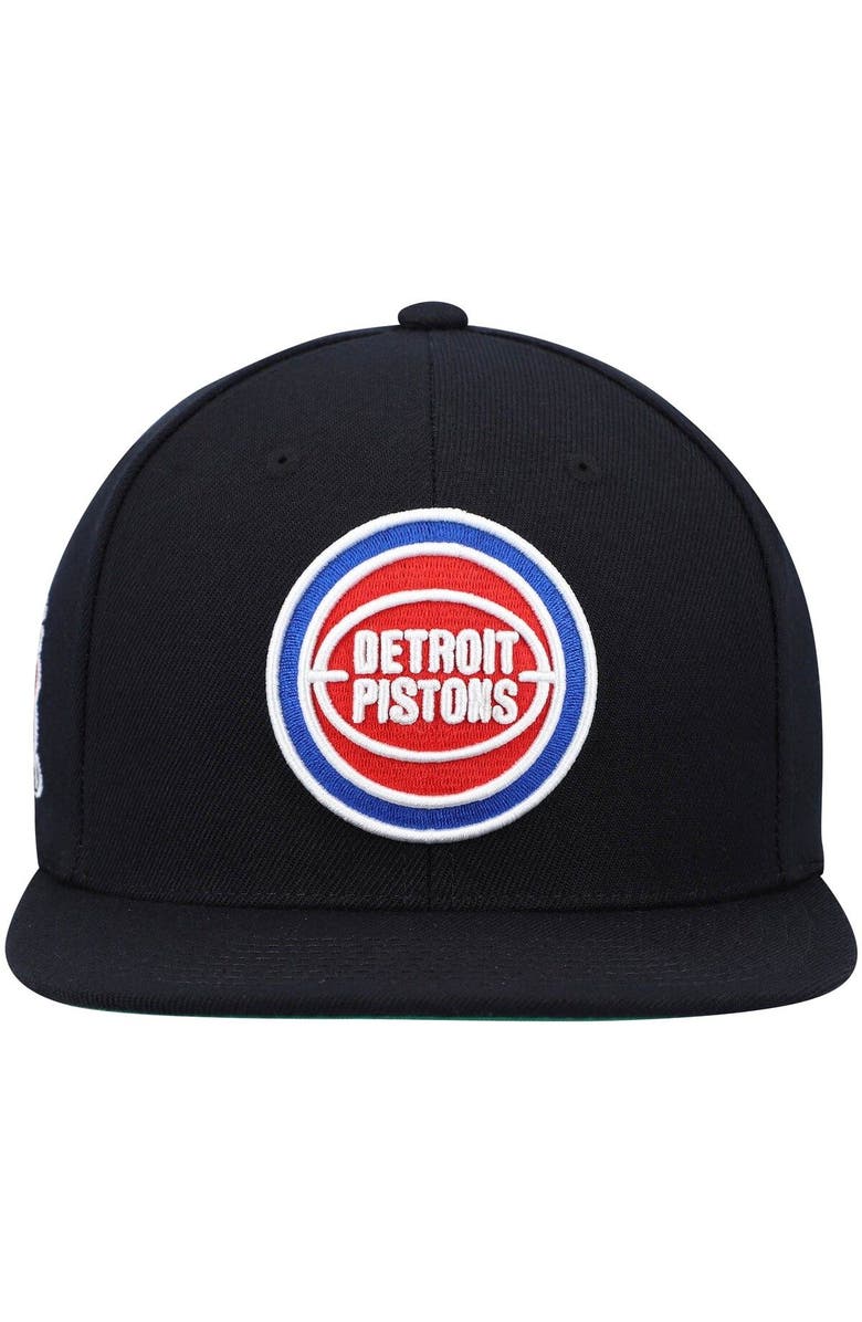 Mitchell & Ness Men's Mitchell & Ness Black Detroit Pistons Hardwood Classics 1990 NBA Finals Top Shot Snapback Hat, Alternate, color, 
