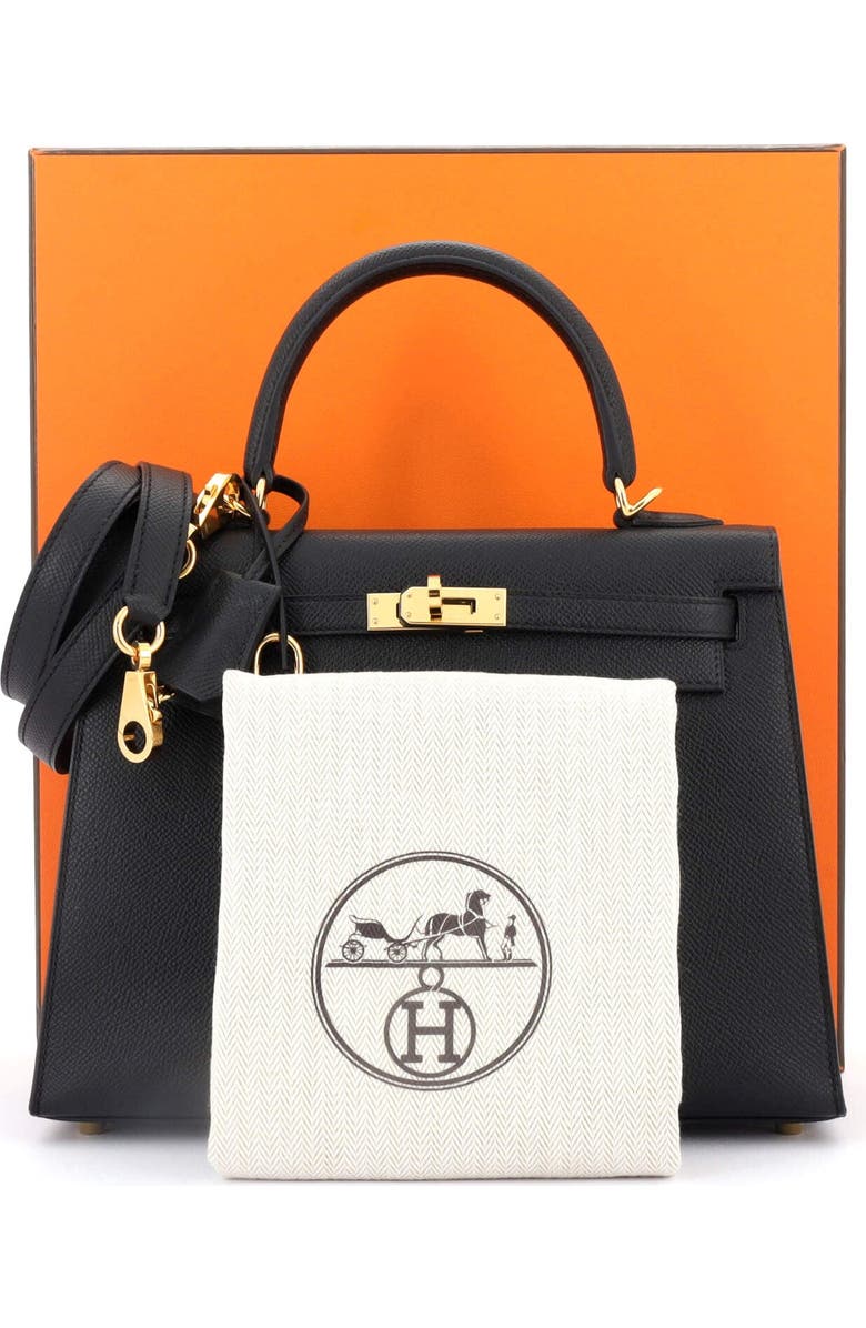 Pre-Owned Hermes Kelly Handbag Black Epsom with Gold Hardware 25, Alternate, color,