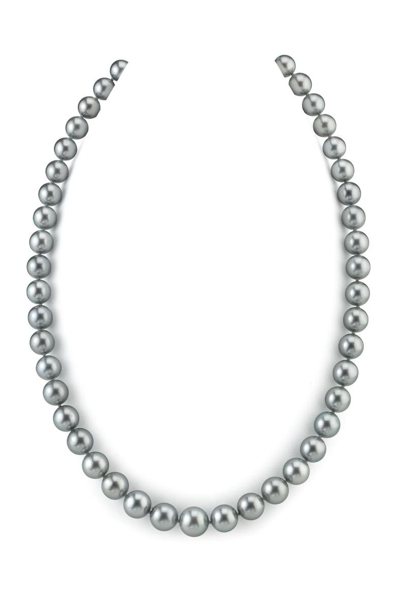 8-10mm Silver Tahitian South Sea Pearl Necklace - Premier AAAA Quality, Main, color, Yellow Gold Clasp