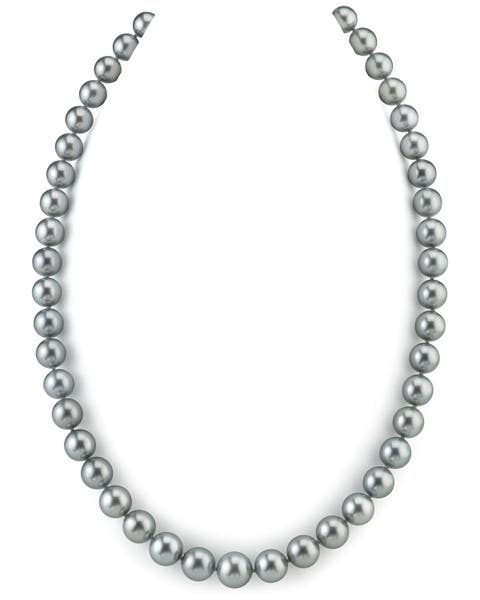 8-10mm Silver Tahitian South Sea Pearl Necklace - Premier AAAA Quality