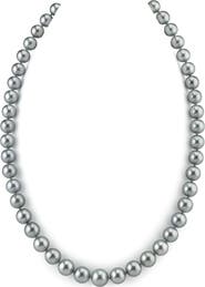 The Pearl Source 8-10mm Silver Tahitian South Sea Pearl Necklace - Premier AAAA Quality