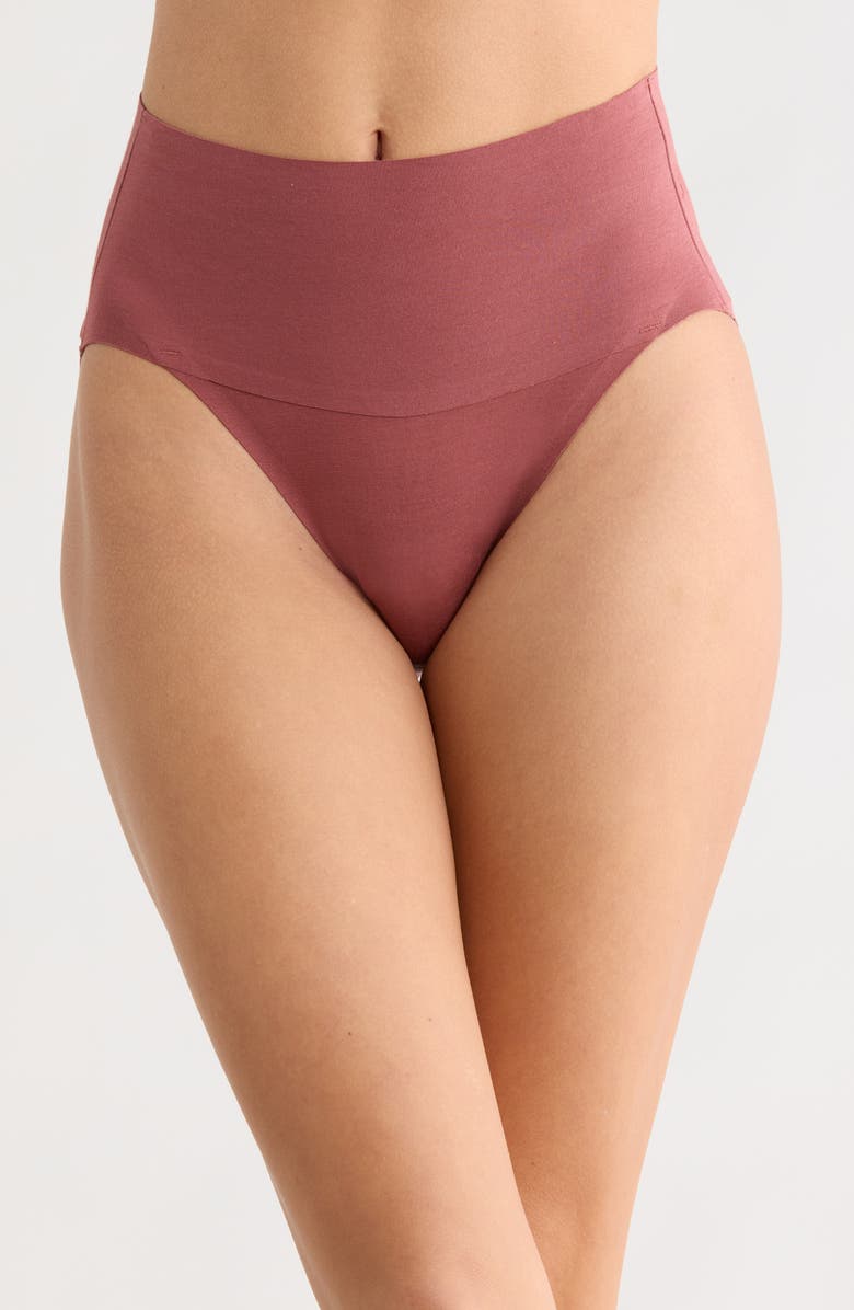 SPANX<sup>®</sup> High Waist Cotton Blend Briefs, Main, color, Rose Smoke