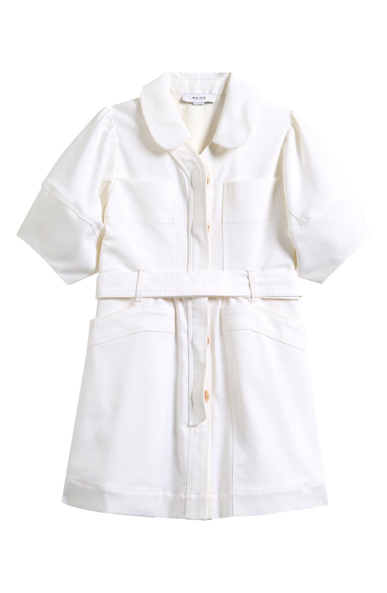 Reiss Kids' Ginny Puff Sleeve Shirtdress, Main, color, Ivory