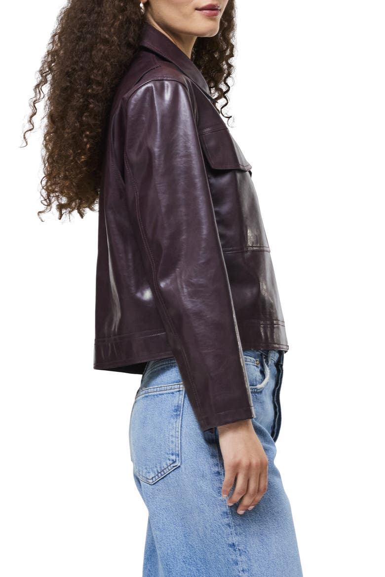Kayleigh Faux Leather Bomber Jacket, Alternate, color, 60-BORDEAUX RED