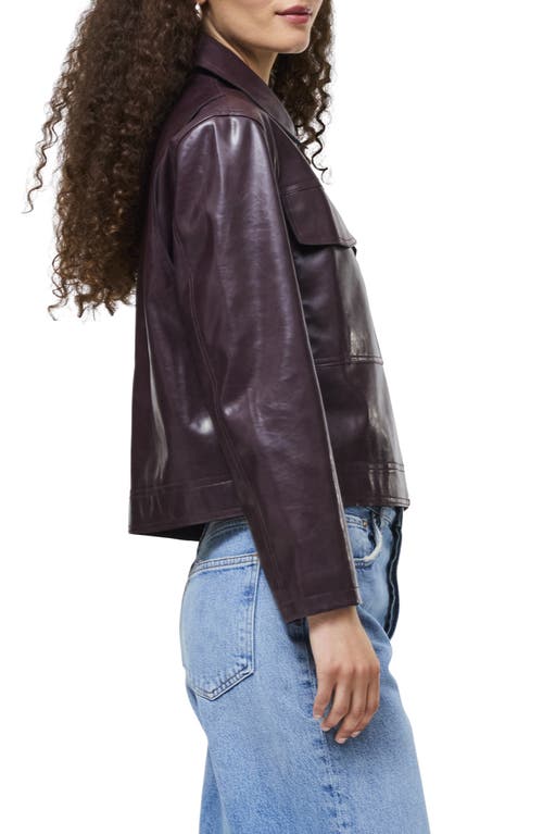 French Connection Kayleigh Faux Leather Bomber Jacket In Burgundy