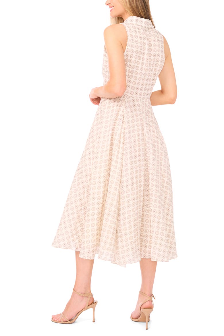 Demeter Medallion Print Sleeveless Linen Midi Shirtdress, Alternate, color, VANILLA RICE